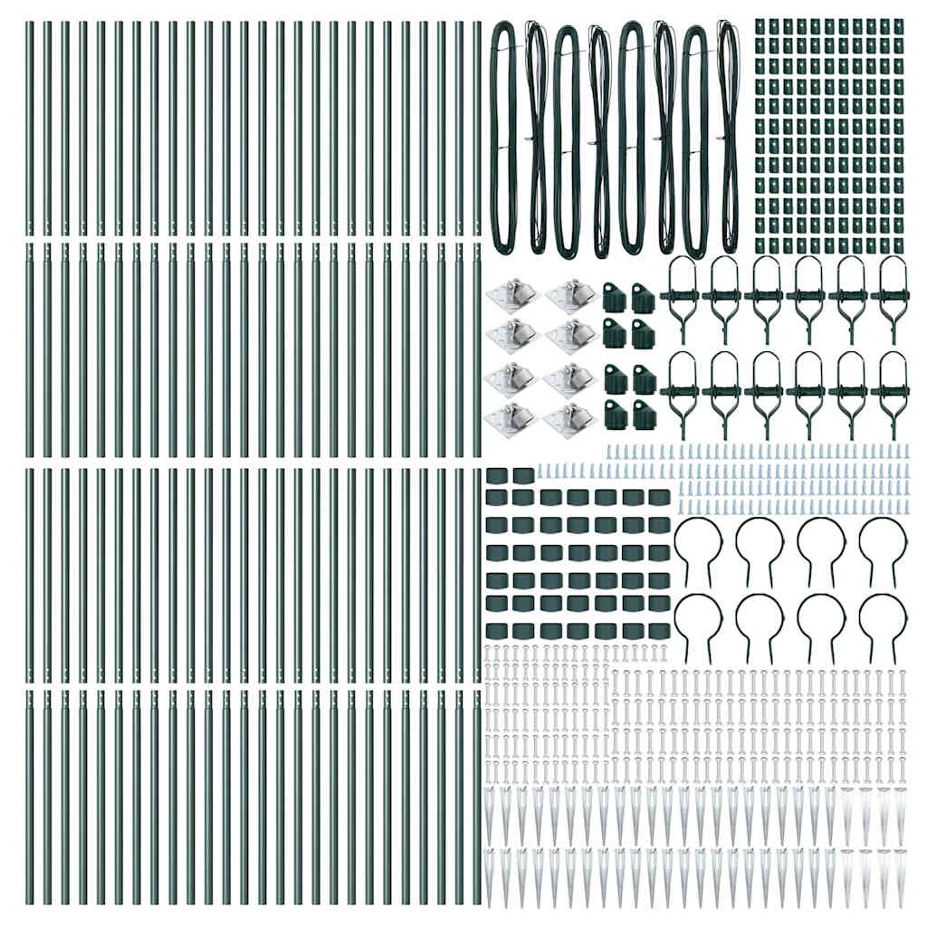 Fence Posts with Drive In Sleeve 52 Pcs Green