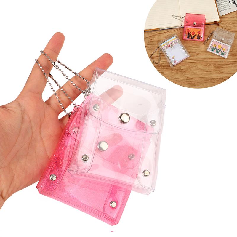 Glitter Transparent Coin Purse Pvc Photo Card Wallet For Girls Clear Mini Hasp Change Pouch Keychain
