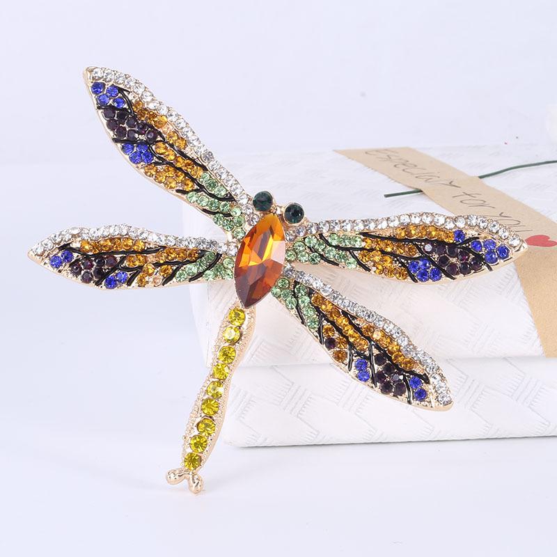Wind Full Diamond Alloy Dragonfly Brooch, Temperament Versatile Clothing Accessories