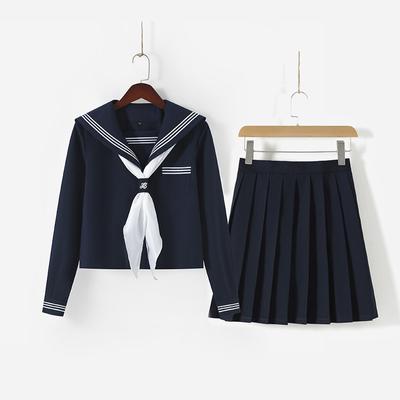 Navy Costume Women Girl Costume Japanese School Uniform Suit Sailor JK Basic Cartoon Girl Navy Sailor Uniform Black Sets