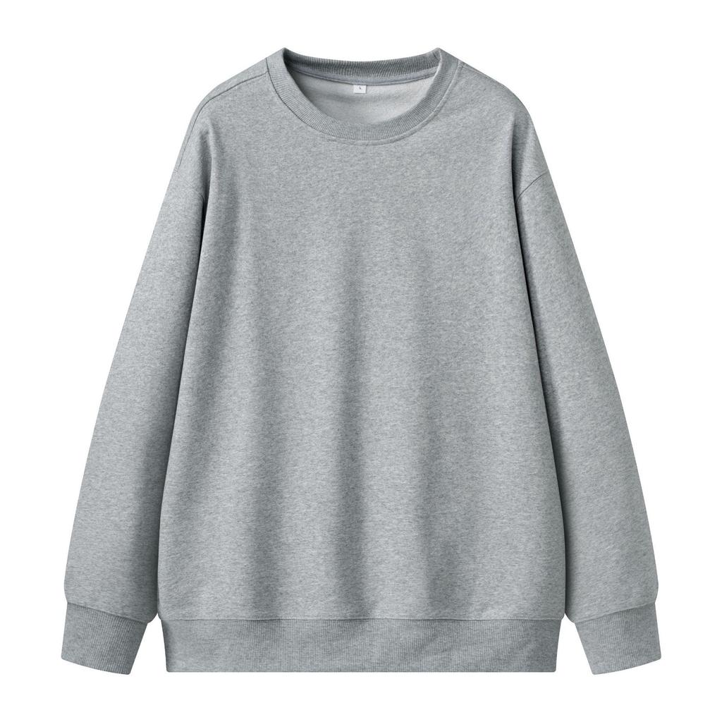 Unisex 430g Heavyweight Round Neck Sweatshirt - Solid Color, Basic Style, High-Quality Cotton Feel