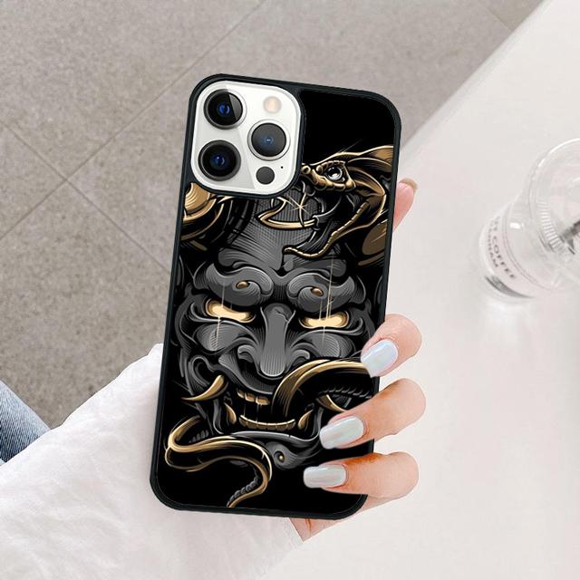 Japanese Hannya Mask Coque Shell For iPhone 17 Air 15 16 Pro Max 14 13 12 11 Pro Max Plus Phone Case Cover