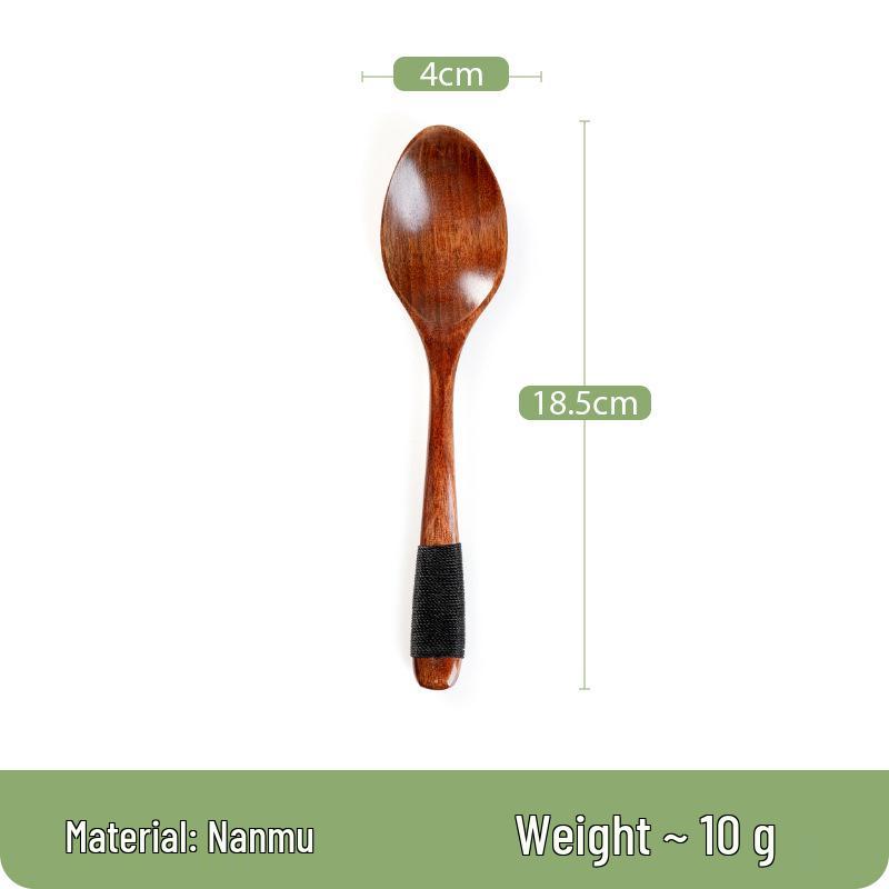 Cuillère à soupe japonaise Nanmu en bois petit - Bois massif pour remuer et boire la soupe