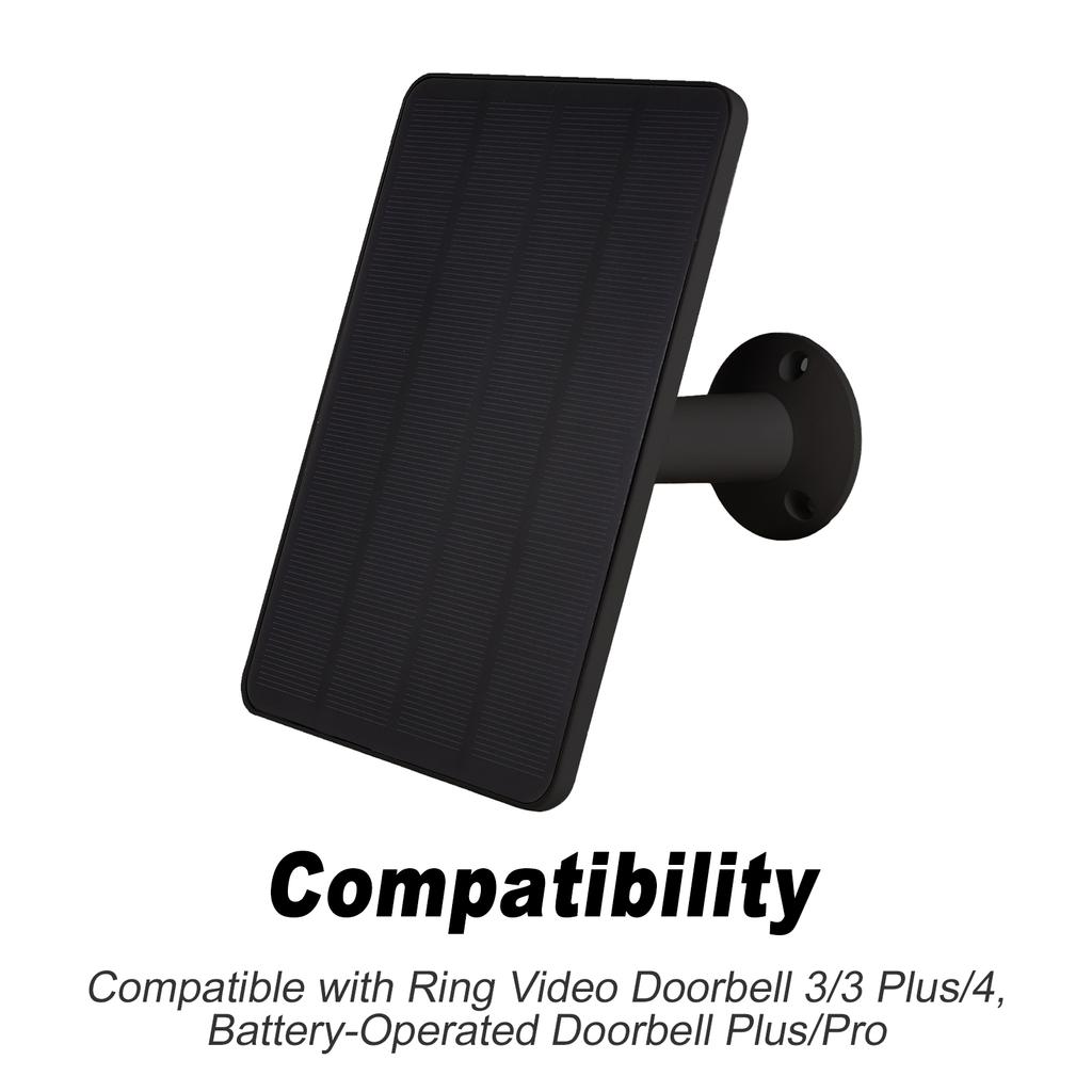 Solar Charger Compatible with Ring Video Doorbell 3 3 Plus 4, Battery Doorbell Plus Pro, Weatherproof Solar Panel