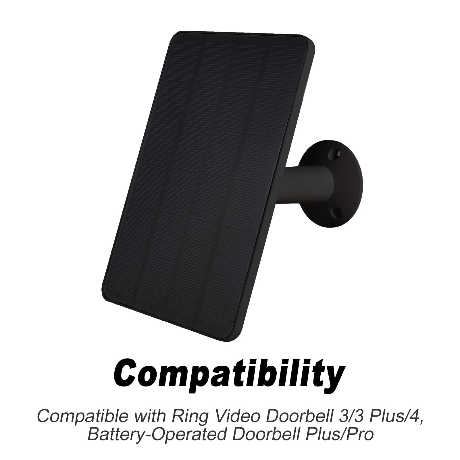 

Сонячний зарядний пристрій сумісний з Ring Video Doorbell 3 3 Plus 4, Battery Doorbell Plus Pro, Погодний сонячний панель чорний