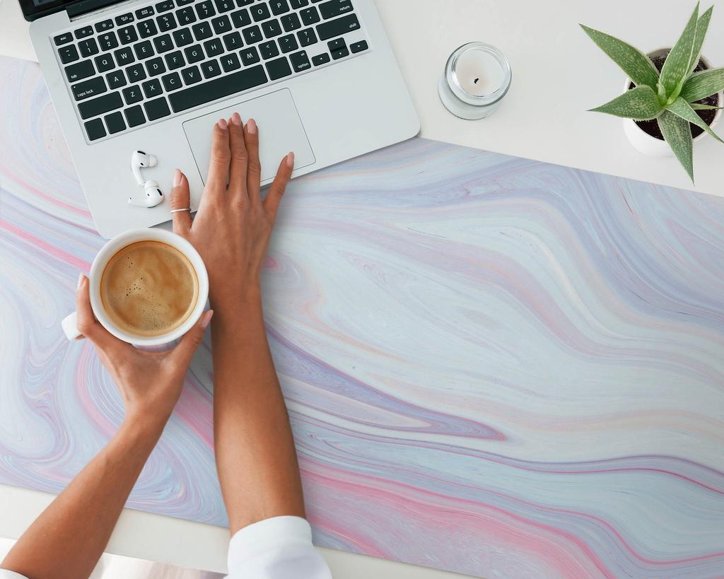 Non-slip Protective Desk Mat with Pastel Waves Graphic 120X60 Cm