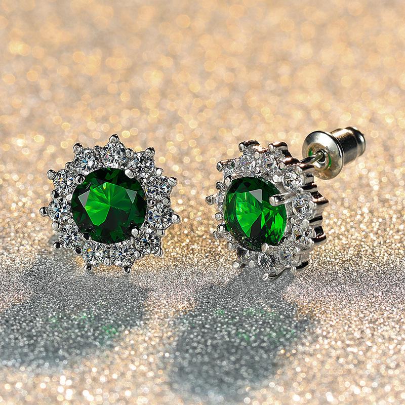 Snowflake Pink Diamond Zircon Sunflower Earrings for Women