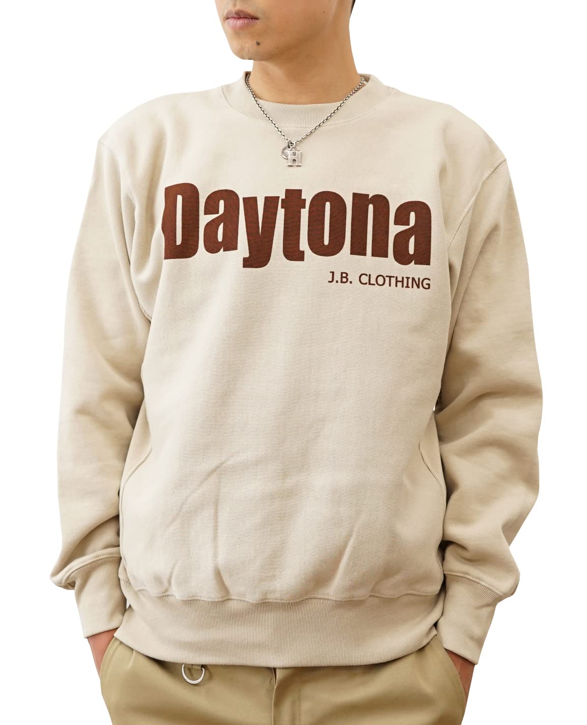 

12oz Sweatshirt Daytona Original American Casual Print Heavy Weight Sweat Trainer M Sand Beige [Jeans Bug] 12SW-DAYTO (545)