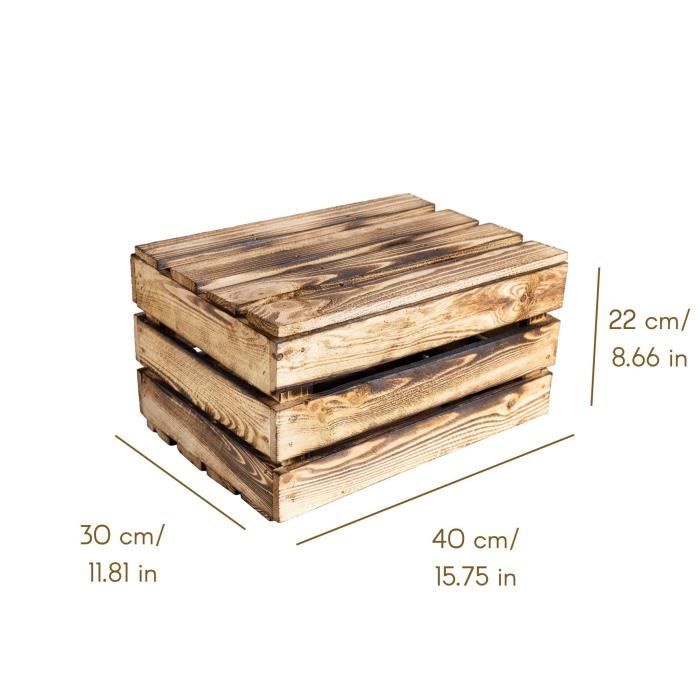 Boite De Rangement En Bois Flammé Creative Deco - Marron - Vintage - 40 X 30 X 22 Cm