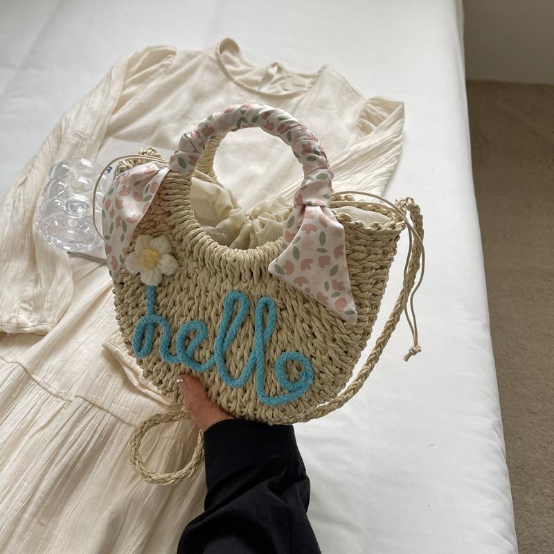 

Garden Braid Bag Summer Small Fresh Braid Crossbody Bag Seaside Holiday Beach Handbag синий