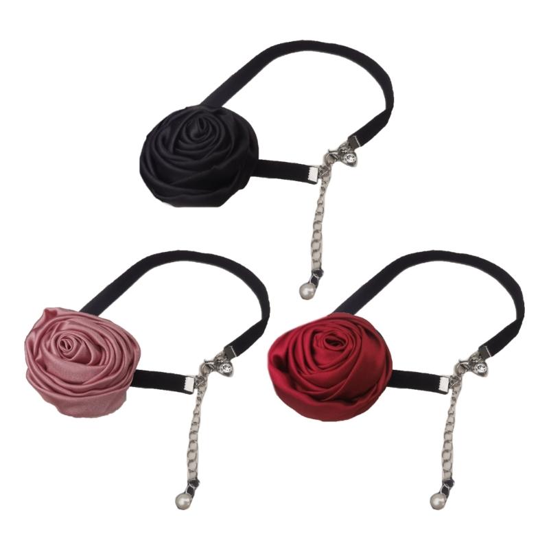 Elegante Blumen Choker Halskette Gothic Seil Choker Stoff Kragen Halskette Geeignet für Hochzeitsfeier Geburtstag Weihnachten