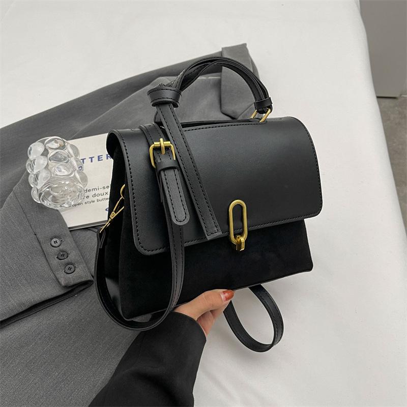 High Sense Handbags Women's Autumn and Winter Solid Color All-Matching Shoulder Bag Retro Minority Crossbody Commuter Bag