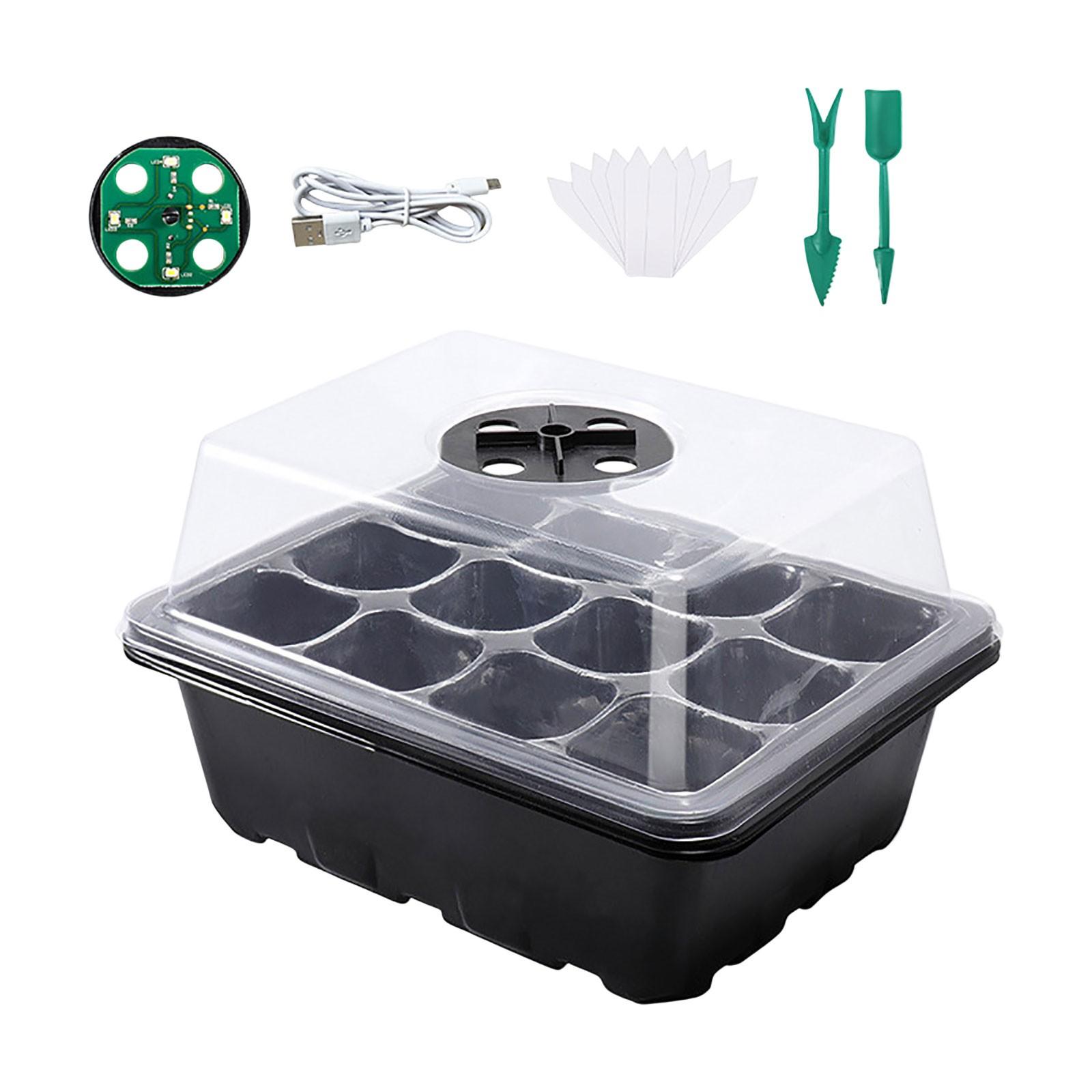 

6-hole/12-hole Seedling Tray With Light And Seedling Lifter Plus Label Special Pot Nutrition Box Plastic Pot Rectangular Tray One Size