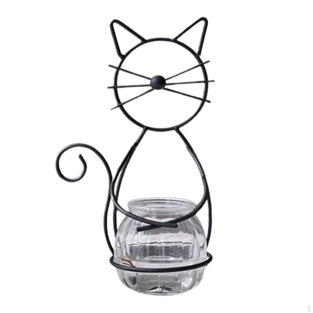 Katzen-Pflanzgefäß aus Glas, Vasenhalter, Desktop-Pflanzgefäß, Hydrokultur für
