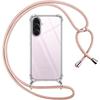 Protective Case - BOOLING - Samsung Galaxy A56 5G - Shockproof - Flexible - Pink Lanyard