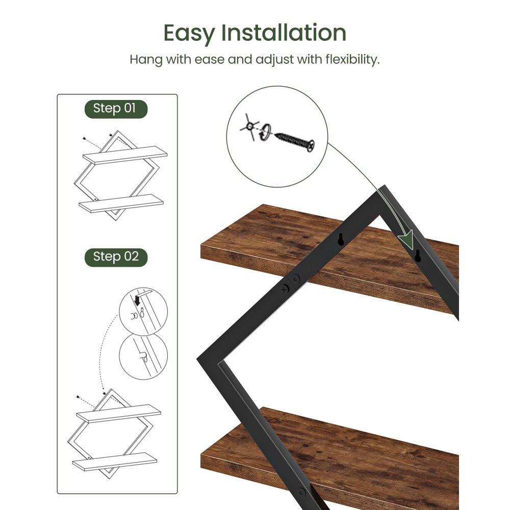 Double-Tier Floating Shelves Wall Mounted Bathroom Shelves  for Living Room Bedroom Kitchen