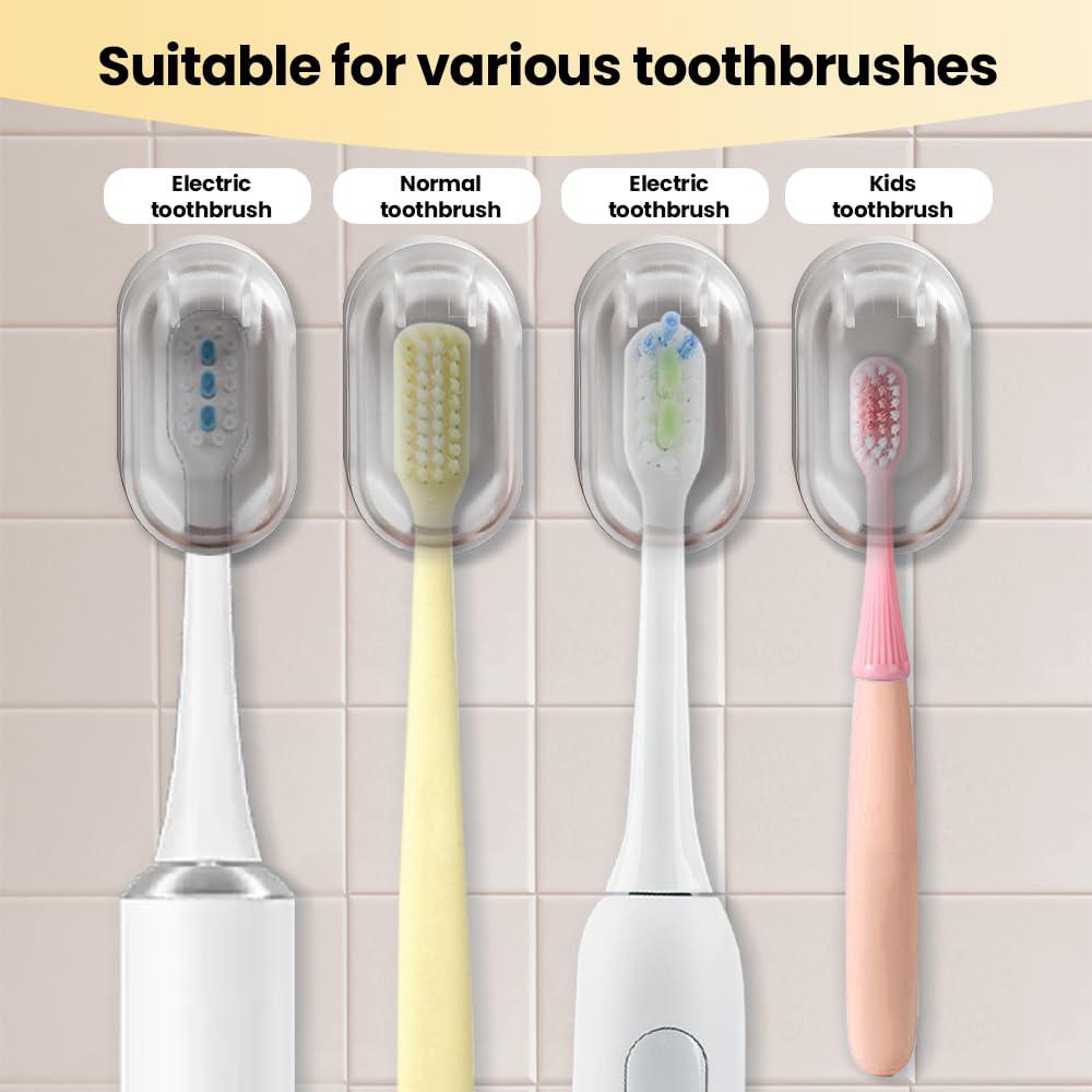 5 Pcs Toothbrush Holder Wall Mounted Protect Toothbrush Hygiene, Toothbrush Covers Head Cap for All Toothbrushes