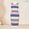 Women Plus Size Two Piece Set Printed Sleeveless Bodycon Dress And Three Quarter Sleeve Draped Cardigan