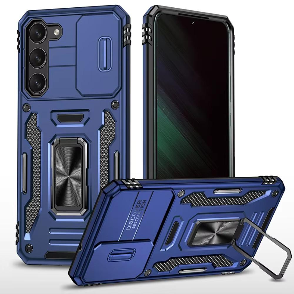 

Для Samsung S26 Ultra S25 Edge S24 S23 FE S22 S21 Plus Прочный защитный чехол Жесткий 2 в 1 Выдвижная крышка камеры Подставка для телефона Galaxy S24 Ultra синий