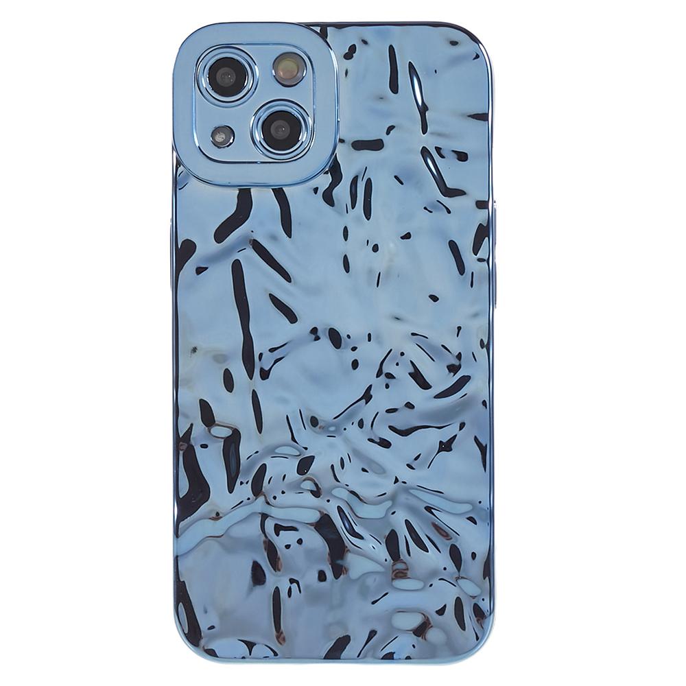 

For iPhone 15 Plus Phone Case Electroplating Wrinkled Uneven TPU Cover Blue