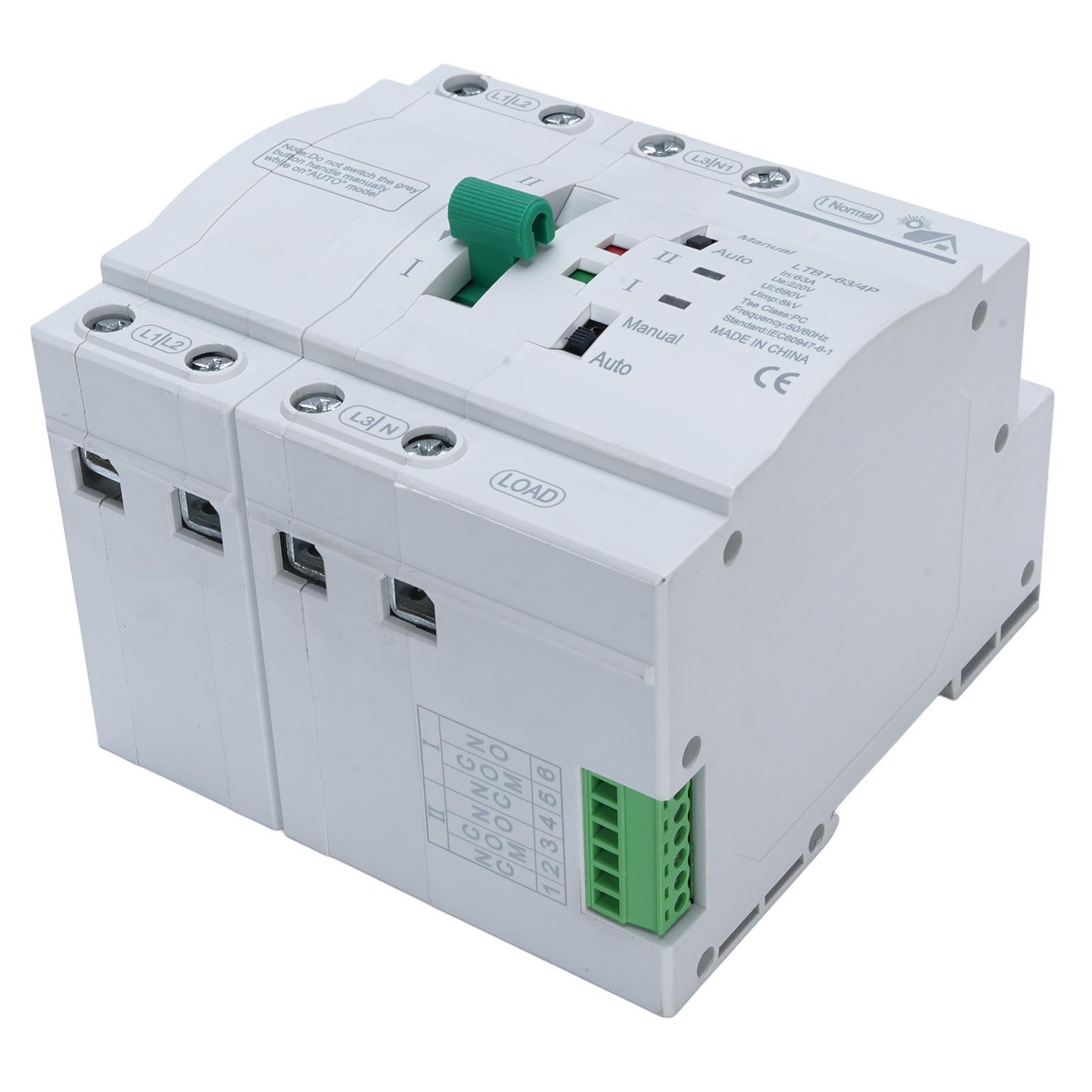 

Автоматичний перемикач живлення 4P Фотоелектричний на Мережу Монтаж на DIN-рейку Електричний перемикач 63A