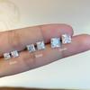 Beixi S925 Sterling Silver Square Zircon Stud Earrings for Women - Elegant Geometric Ear Ornament Jewelry