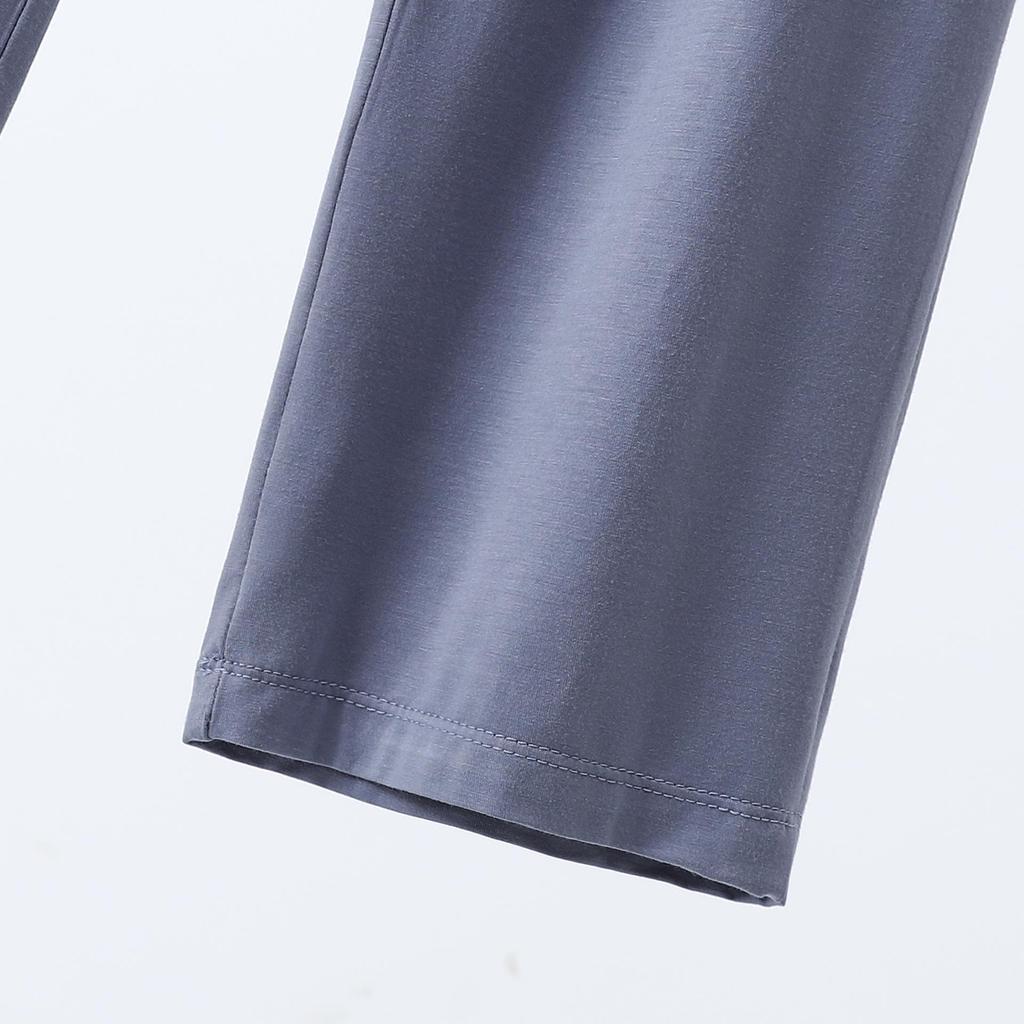 Pánský nadměrný modální pyžamový set - Dlouhý rukáv, Dlouhé kalhoty, s kapsami, Ležérní volný dvoudílný domácí oděv.