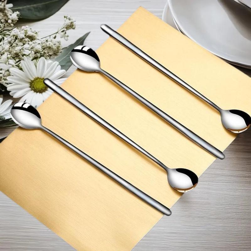 1pc 304 Stainless Steel Spoons Ice Cream Spoons Long Handle Coffee Spoons Stirring Spoons Kitchen Utensils Outdoor Tableware
