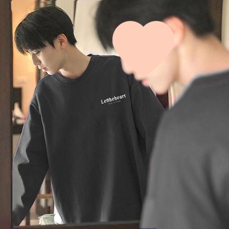 

Men s Heavyweight Fleece-Lined Crewneck Sweatshirt - Minimalist, Loose Fit, Cotton Blend, Hong Kong Style, Autumn/Winter 2XL for 155-180 jin