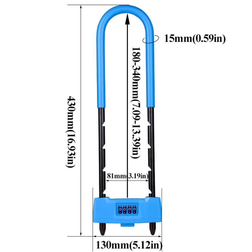 

Adjustable Shackle Security Padlock Long Shackle Passwords Lock Scooter U-Shape Security Lock Shed синий