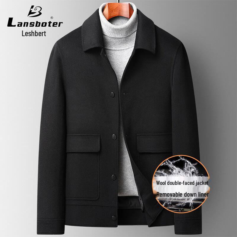 

Мужская однотонная двусторонняя куртка из смесовой шерсти MuQingQing 180/XL