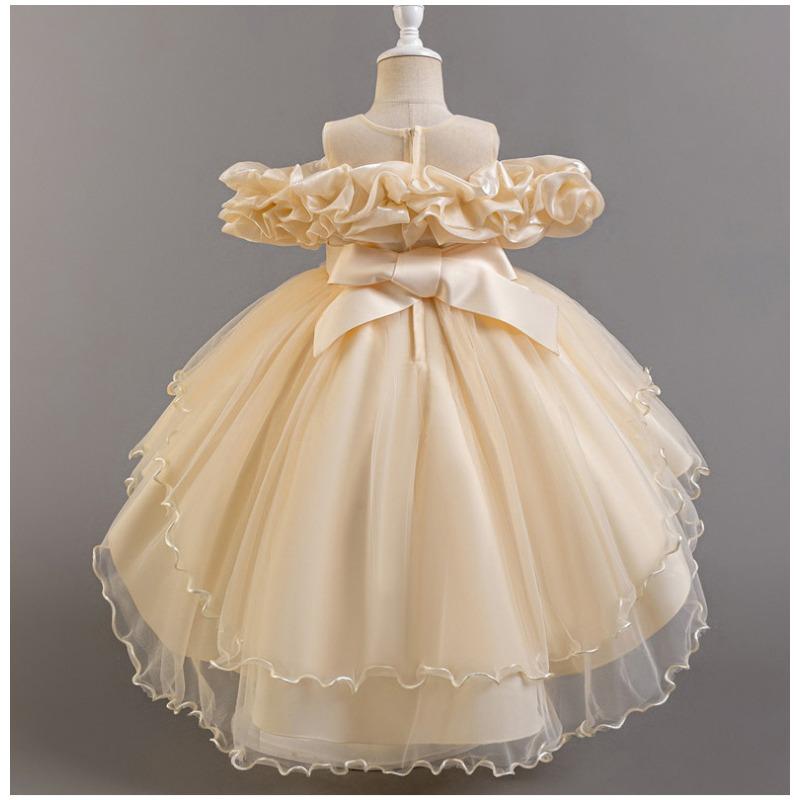 Kids Girls Princess Style Puffy Tulle Wedding Formal Party Dress