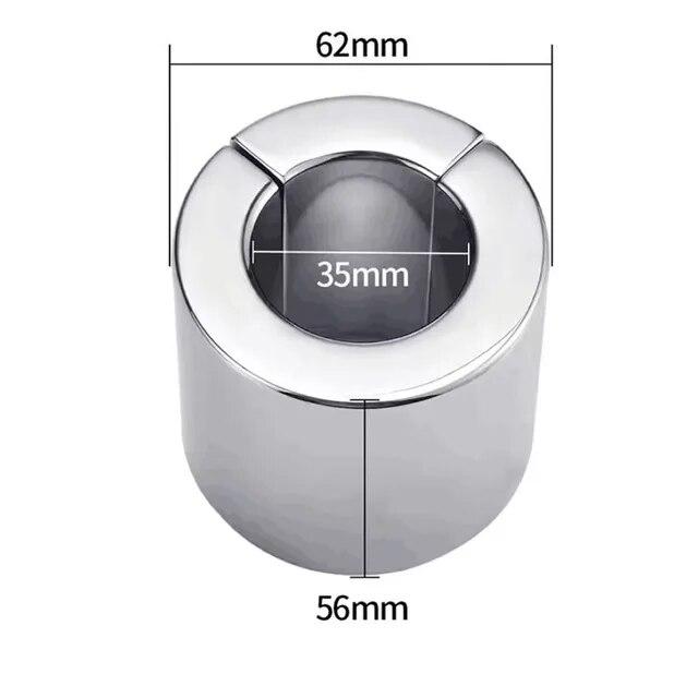 Penis Ring Magnetic Lock Metal Scrotum Pendant Ball Stretcher Testis Weight Cock Ring Penis Restraint Stainless Sex Toys for Men