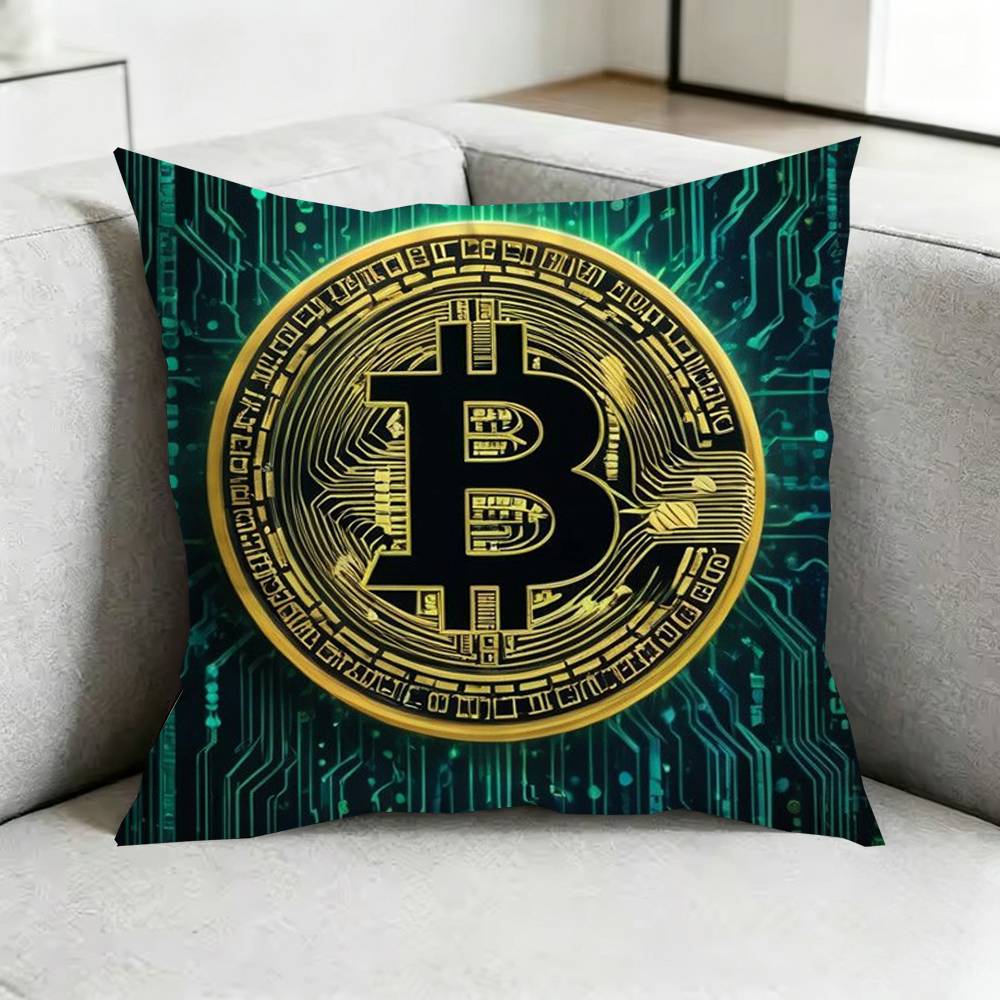 BBitcoin Cryptocurrency Btc Pillow Case Square DoubleSided Sofa Cushion Cover Bedroom Bedside Pillow Gift