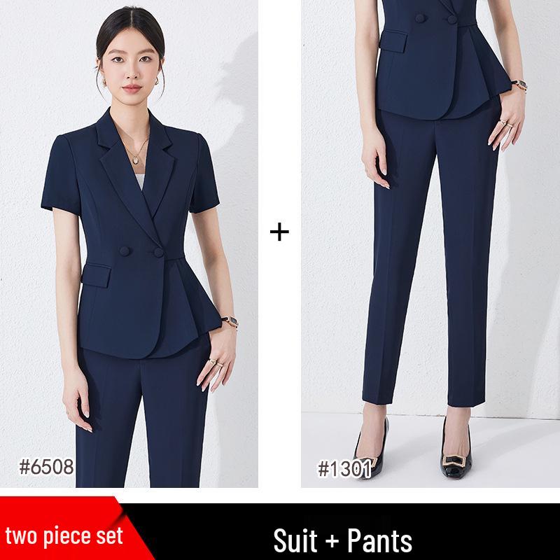 Summer 2024 Women's Professional Short Sleeve Suit Set for Reception & Retail Work
