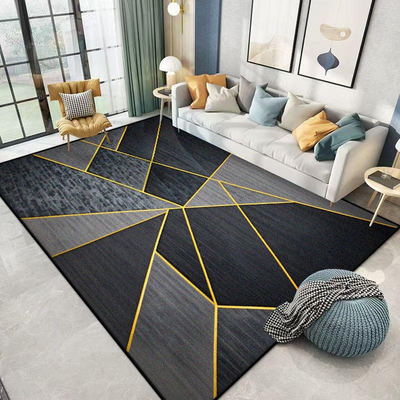 Nordic Geometric Carpet Living Room High-end Luxury Hairless Tea Table Rug Bedroom Bed End Anti-slip Large Area Mat Dining Room