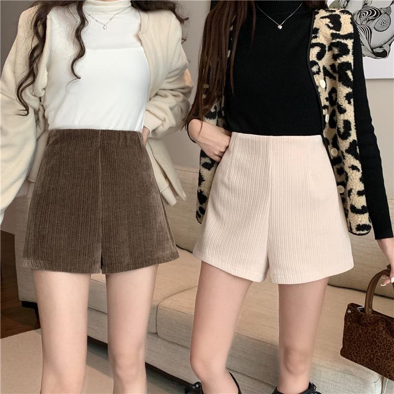 Petite Women's Autumn/Winter High Waist Corduroy Wide Leg Casual Shorts