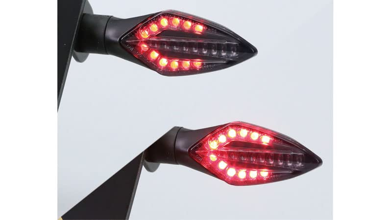 Kijima Motocykl Części Motocyklowe LED Kombinacja (Kierunkowskaz i Lampa Tylna) Typ TRD Sekwencyjny 12V2.7/0.2/2W Czarny Korpus/Dymione Szkło 219-5182