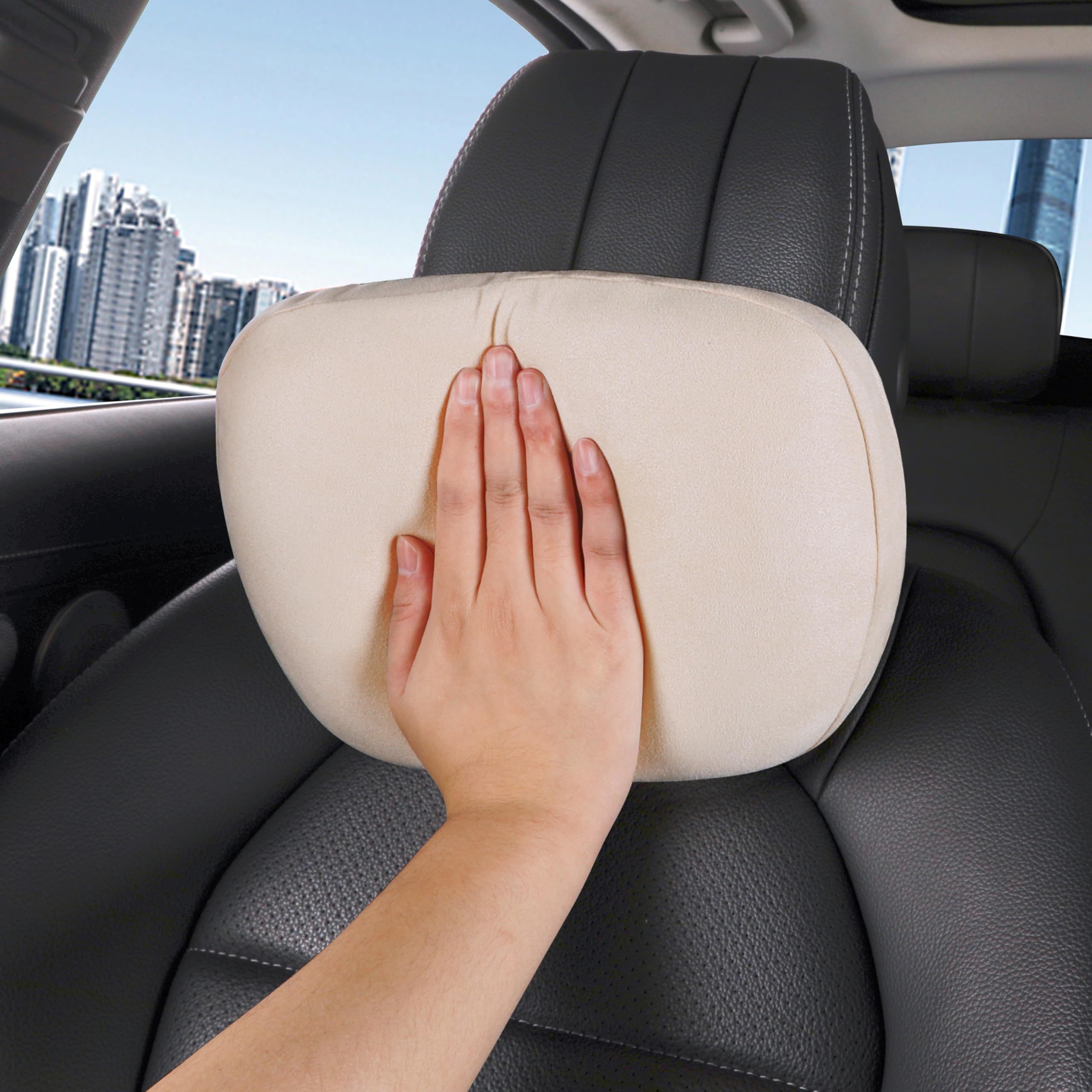 

2PCS Memory Cotton Car Headrest Neck Support Car Accessories Seat Class Soft Universal Adjustable Car Pillow Neck Rest Cushion білий