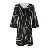Women's Fashion Temperament Elegant Fresh Printed V-Neck 3/4 Sleeves  Dress