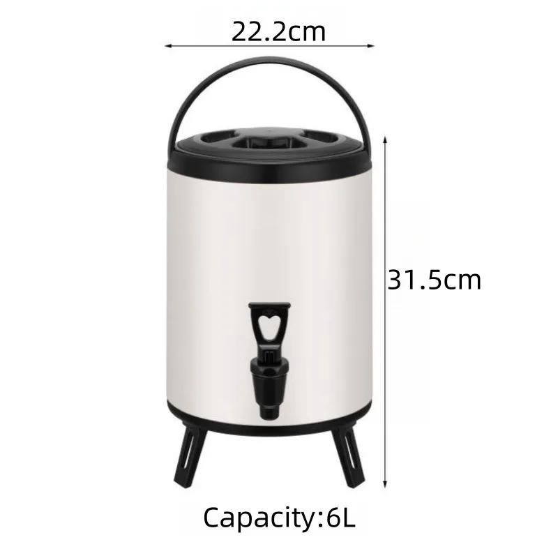 6L Stainless Steel Insulated Bucket for Thermal Insulation Milk Tea Juice Beer Suitable for Party Beverage Storage Container