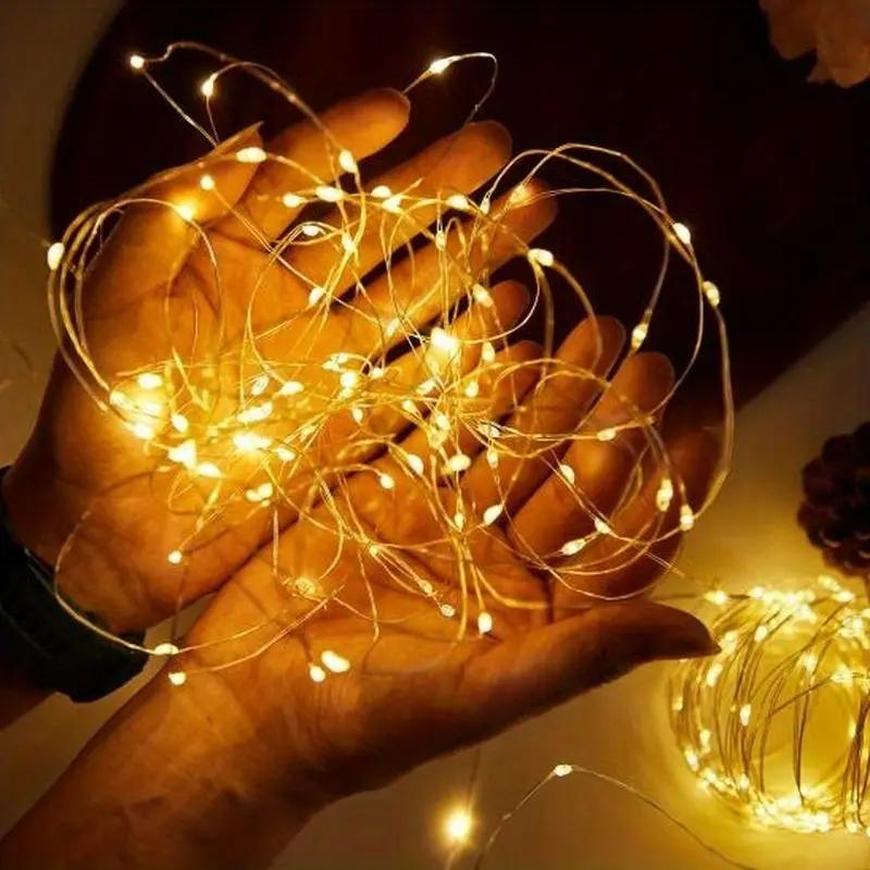 10PCS 2M 20 LED String Lights Battery Box LED Copper Wire Light Atmosphere Colored Light for Room Halloween Christmas Decoration