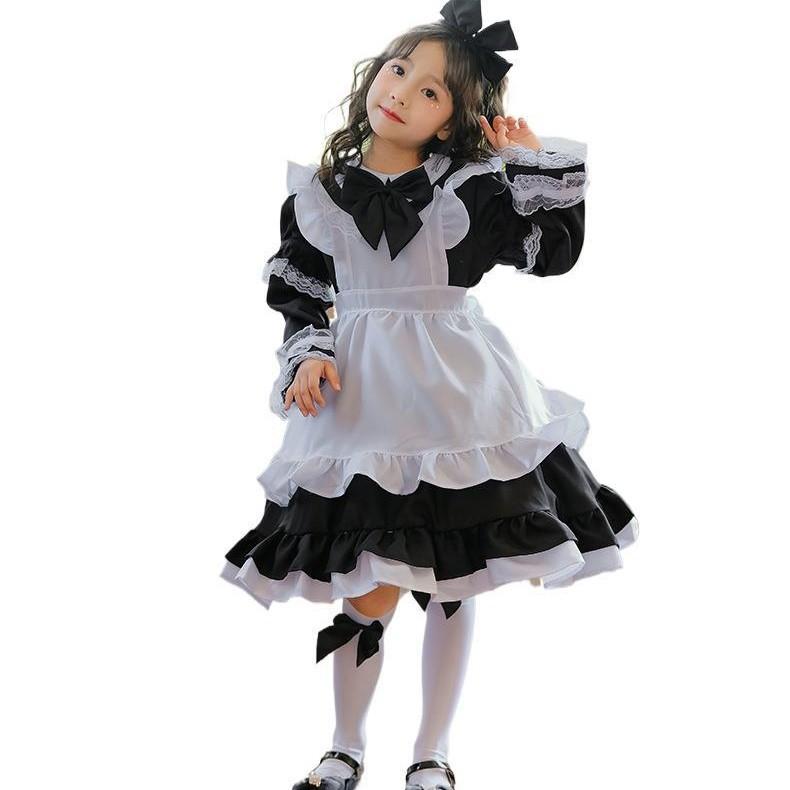 Japanese Black Alice Sleepwalking Maid Dress Halloween Princess Dress Children Girls Show Costume Foreign Trade
