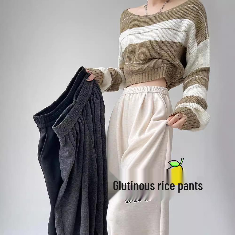 

High-Waisted Wide-Leg Drape Pants - Women s Casual Spring/Autumn Loose Fit in Petite Sizes M [40-50 kg]