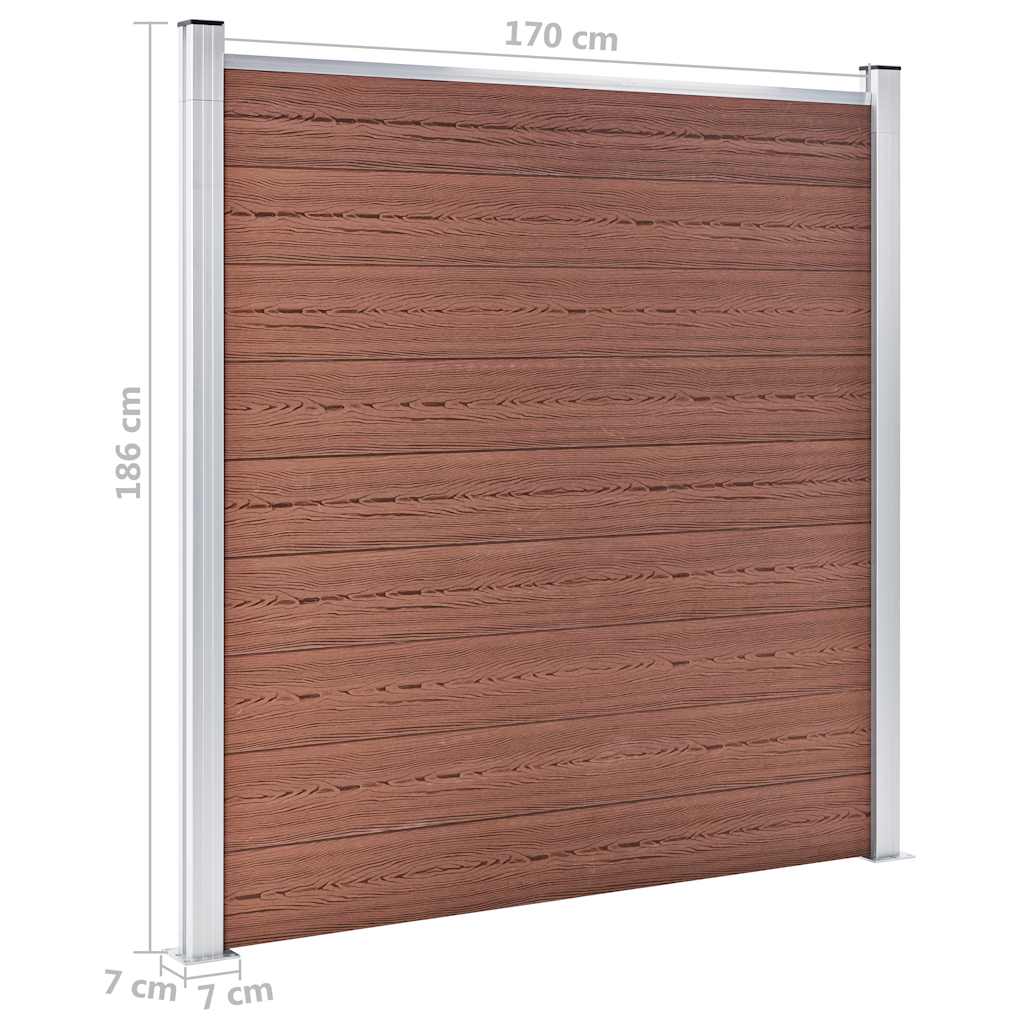 WPC Fence Set: 1 Square Panel + 1 Diagonal Panel 273 x 186 cm Brown