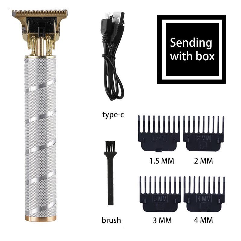 

Машинка для стрижки волос Retro T9: Трансграничный электрический парикмахерский инструмент с масляной головкой и возможностью карвинга direct charging серебряный