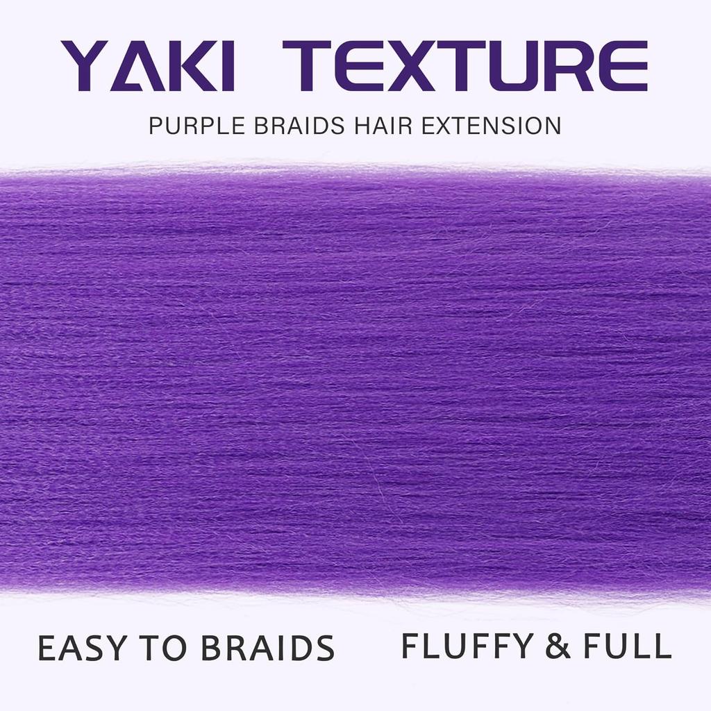 Purple Braiding Hair Extensions, Synthetic Pre-Stretched Purple Braiding Hair for Braids Cosplay Halloween Stage Performances