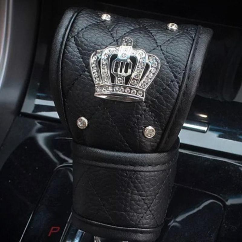 Rhinestone Inlaid Crown Steering Car Seat Belt Shoulder Protection Cover Automatic Transmission Handbrake Protection Cover