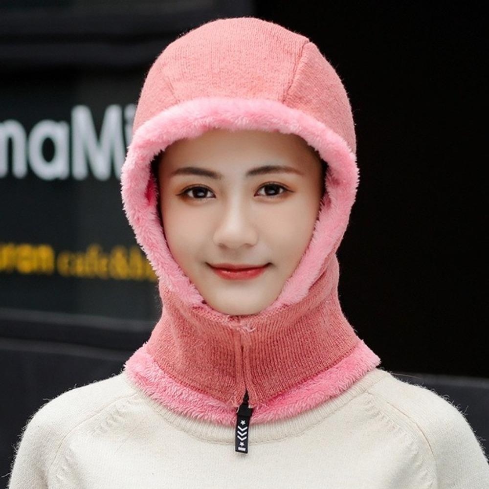 Elastic Hooded Thermal Cap Thickened Knitted Balaclava Cap Soft Knitted Scarf Hat Outdoor