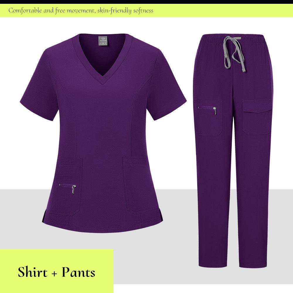V-neck Nurse Uniform Spa Beauty Scrub Suit Set